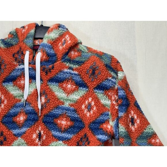 Rock And Roll Denim Pullover Hoodie Aztec Print All Over Women’s Medium - Picture 7 of 16